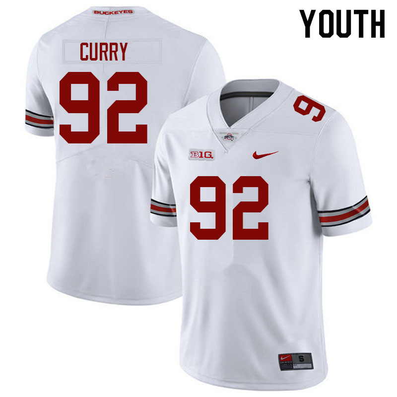 Ohio State Buckeyes Caden Curry Youth #92 White Authentic Stitched College Football Jersey